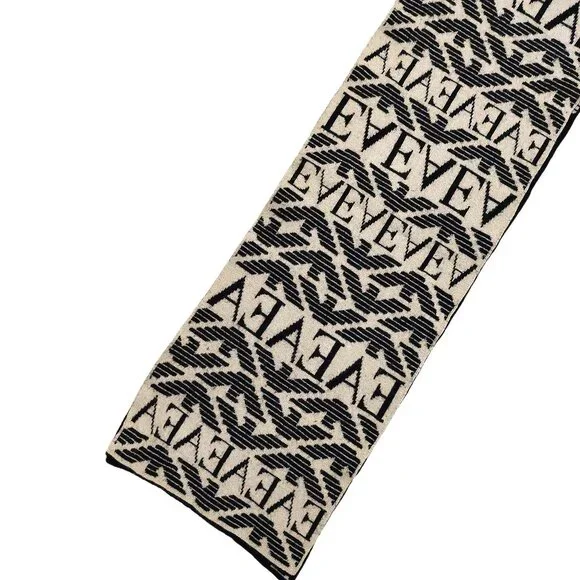 EMPORIO ARMANI Vintage Black & Cream Logo Monogram Men's Scarf